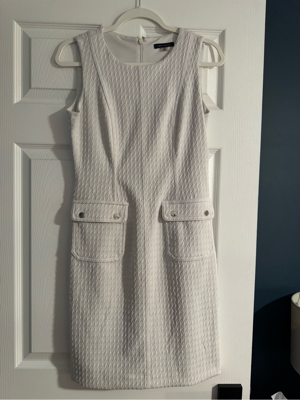 Tommy Hilfiger White Textured Midi Shift Dress
